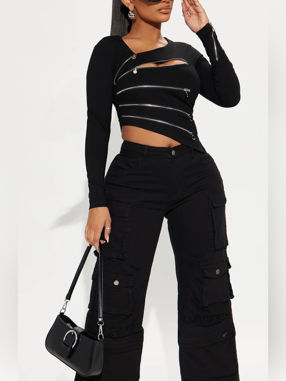 Streetwear Asymmetric Black Top.